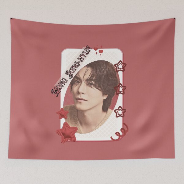 Item preview, Hong Jong-hyun Korean Actor Card Red Aesthetic Collage Design designed and sold by AJUNICE STUDIO.