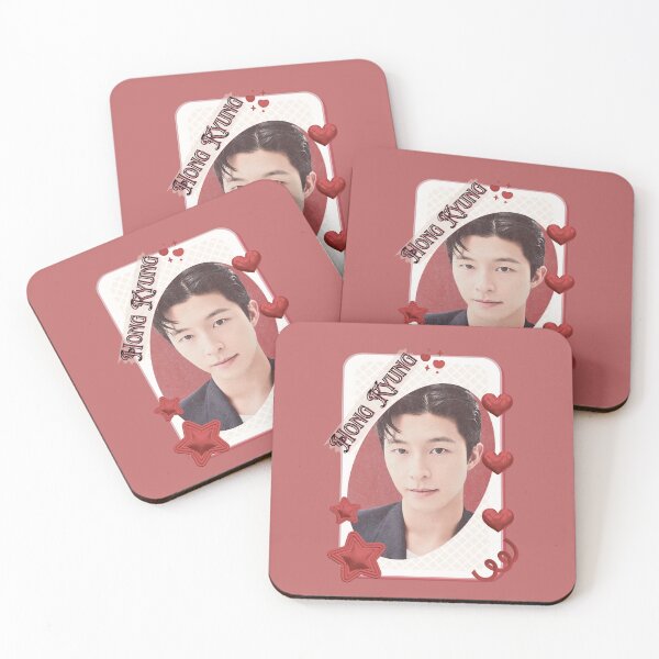 Item preview, Hong Kyung Korean Actor Card Red Aesthetic Collage Design designed and sold by AJUNICE STUDIO.