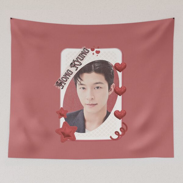 Item preview, Hong Kyung Korean Actor Card Red Aesthetic Collage Design designed and sold by AJUNICE STUDIO.