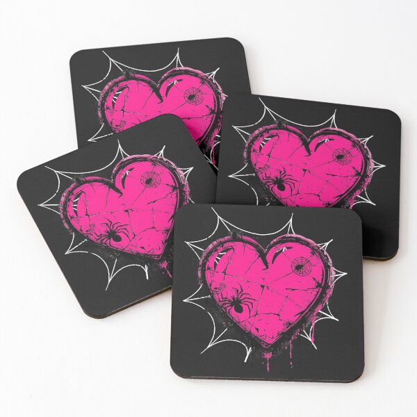Artikelvorschau, Gebrochenes rosa Herz mit Spinnennetz – Grunge Emo Punk Design entworfen und verkauft von ZYNORAworld.