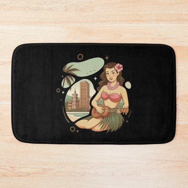 Item preview, Vintage Hawaiian Hula Girl Shirt – Retro Island Ukulele Player Tiki Bar Luau Vacation Tee designed and sold by DrawHandArt.