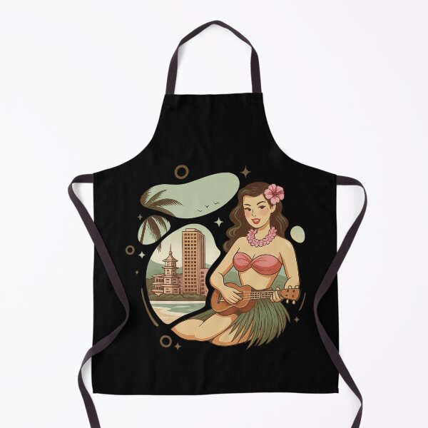 Item preview, Vintage Hawaiian Hula Girl Shirt – Retro Island Ukulele Player Tiki Bar Luau Vacation Tee designed and sold by DrawHandArt.