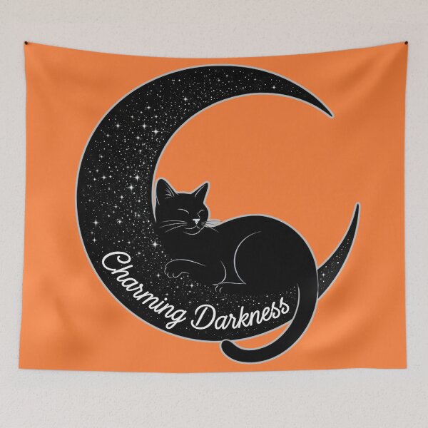 Item preview, Black Cat on the Crescent Moon: Charm of Darkness - Halloween Illustration designed and sold by Karina Creative Studio.