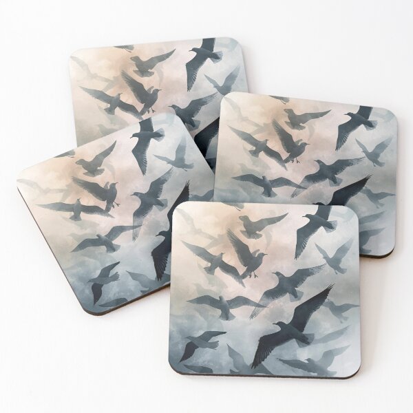 Item preview, Watercolor Silhouettes of Flying Seagulls designed and sold by Ciervo Primavera.
