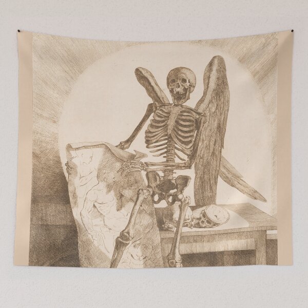 Item preview, Dark Academia Gothic Skeleton Illustration by Jacques Gamelin (1779) designed and sold by PureVintageLove.