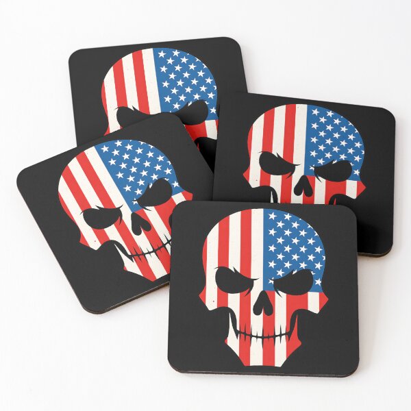 Item preview, Patriotic American Flag Skull Distressed USA Military Freedom Graphic Tee designed and sold by DrawHandArt.