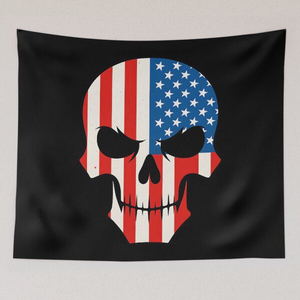 Item preview, Patriotic American Flag Skull Distressed USA Military Freedom Graphic Tee designed and sold by DrawHandArt.