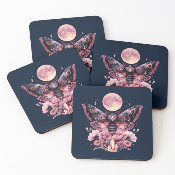 Item preview, Celestial and mystical pink and purple lunar moth designed and sold by FatBirdie.