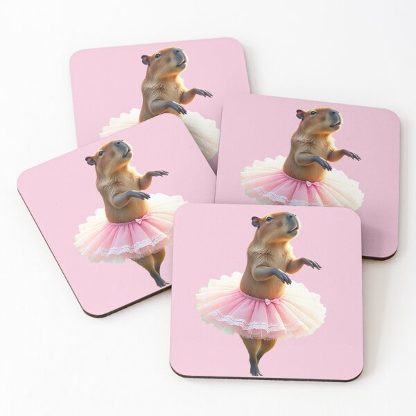 Item preview, Elegant Capybara Ballerina in Pink Tutu – Cute Dancing Capybara Animal Art designed and sold by Dragonfly-10.