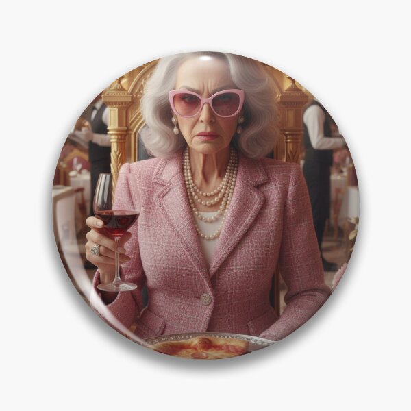 Item preview, Elegant grandmother eating pizza with wine designed and sold by CALYON.