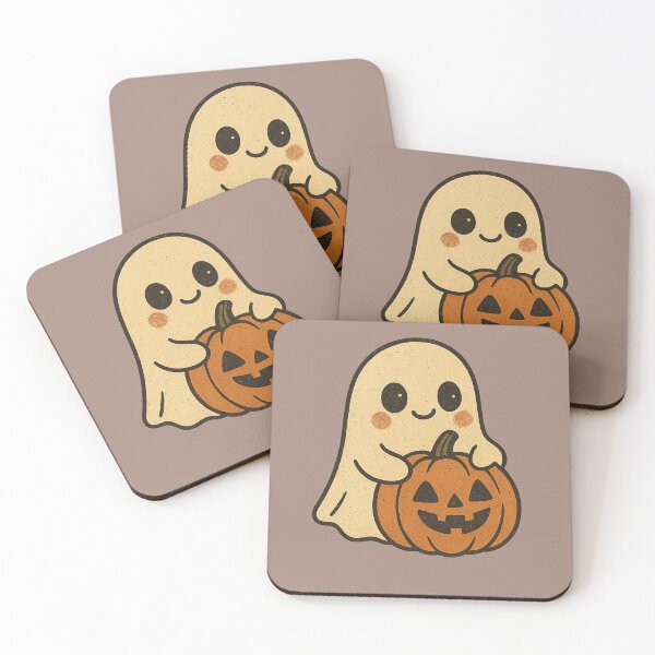 Item preview, Cute Kawaii Ghost with Pumpkin designed and sold by FreshVibe Prints.