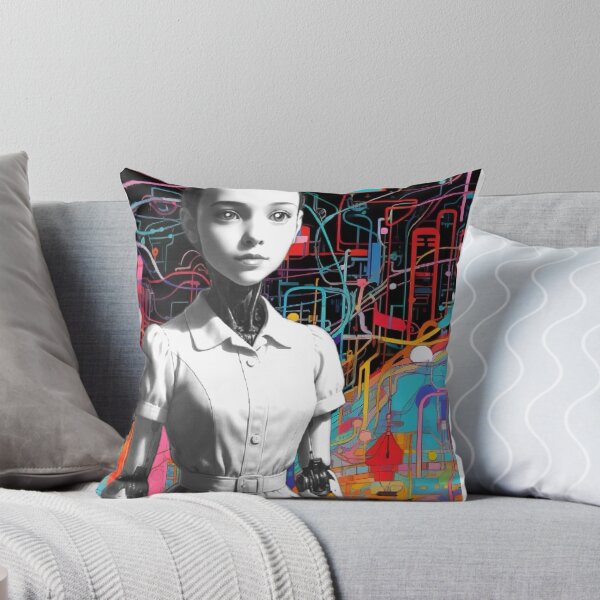 Ableteen Robot Servant Book of Immersion Strata 1 Throw Pillow