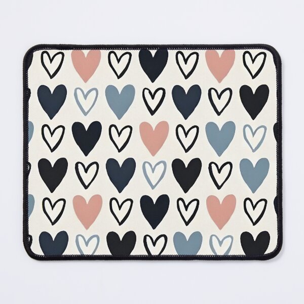 Item preview, Modern Heart Grid Pattern – Black, White, Peach, Blue designed and sold by JiffyGirls.