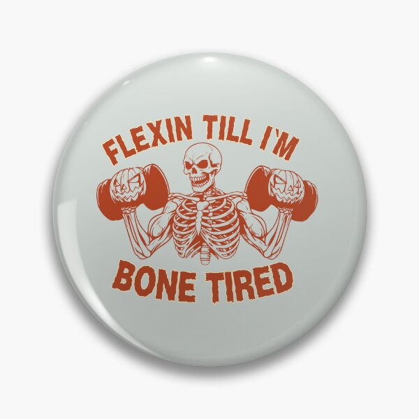 Artikelvorschau, Skelett-Fitnessstudio-Halloween-T-Shirt | Flexin‘ bis ich knochenmüde bin entworfen und verkauft von Artinkcreative.