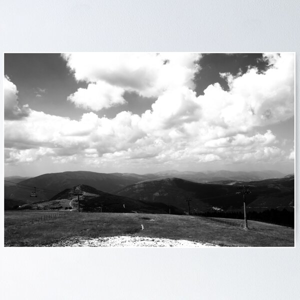 Item preview, View from Frontignano di Ussita with clouds, peaks, ridges, chairlifts designed and sold by Kristina Drozd.