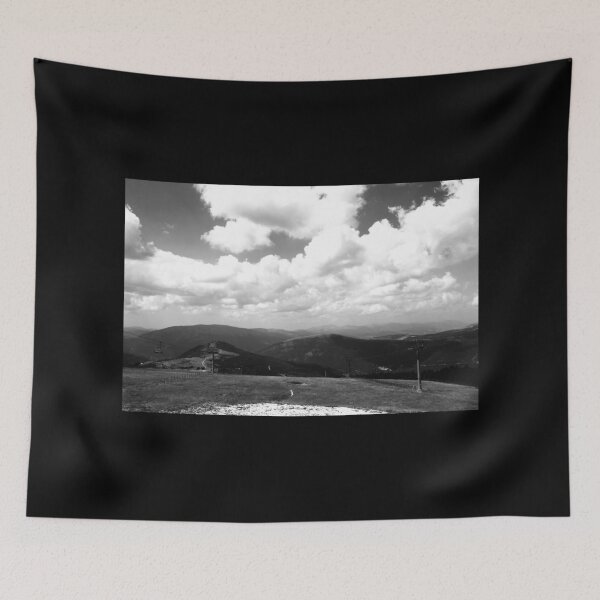 Item preview, View from Frontignano di Ussita with clouds, peaks, ridges, chairlifts designed and sold by Kristina Drozd.