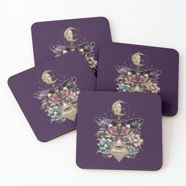 Item preview, Celestial and mystical pink and purple lunar moth designed and sold by FatBirdie.