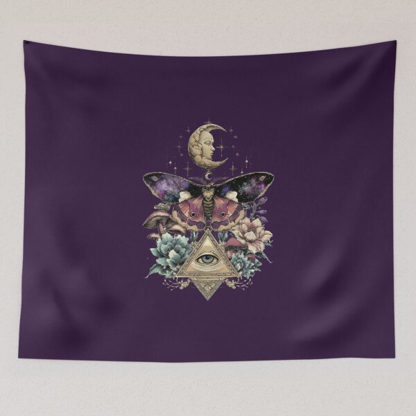 Item preview, Celestial and mystical pink and purple lunar moth designed and sold by FatBirdie.