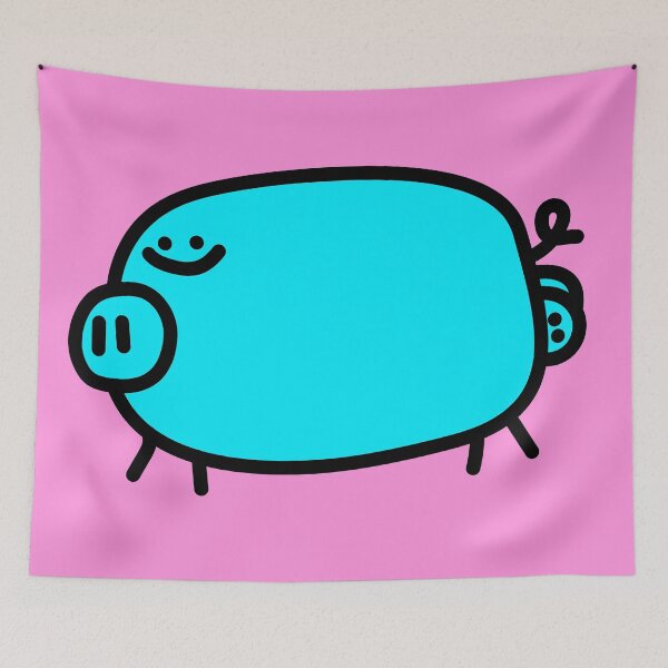 Item preview, Blue Pig - Cute happy pig designed and sold by Porky Roebuck.