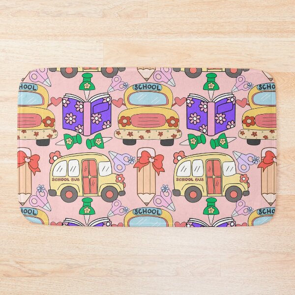 Item preview, Cute School Bus and Supplies Seamless Pattern designed and sold by digitaldemart.