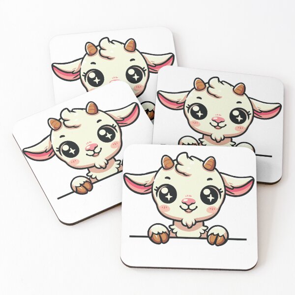 Artikelvorschau, Spähende Kawaii-Ziege | Niedlicher Bauernhoftier-Cartoon für Ziegenliebhaber | Bezauberndes Ziegen-Shirt-Design | Leben auf dem Bauernhof entworfen und verkauft von DigitalFhaiz.