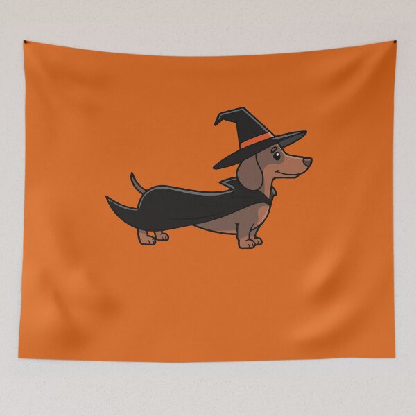 Item preview, Cute Halloween Dachshund in Witch Costume Spooky Wiener Dog Art designed and sold by FreshVibe Prints.