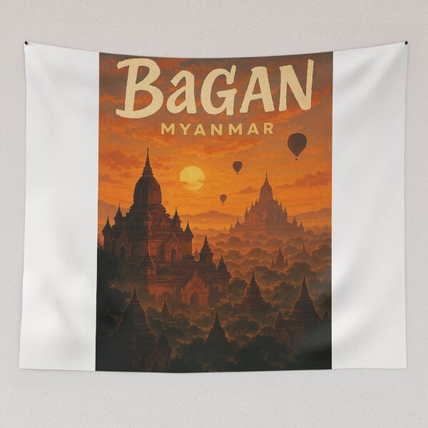 Item preview, Bagan Myanmar Pagodas and Sunset Balloons designed and sold by Places On Earth.