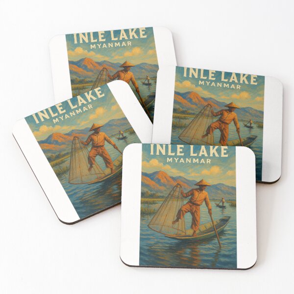 Item preview, Inle Lake Myanmar Fisherman and Mountains designed and sold by Places On Earth.