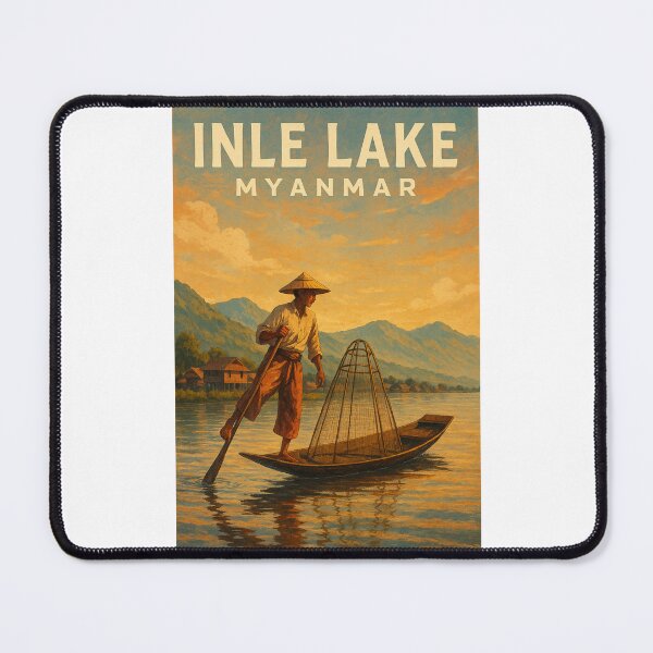 Item preview, Inle Lake Myanmar Leg-Rowing Fisherman Near Village designed and sold by Places On Earth.