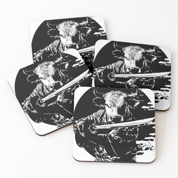 Item preview, Swordsman Bull Warrior Art - Black and White Samurai Design designed and sold by noolook.