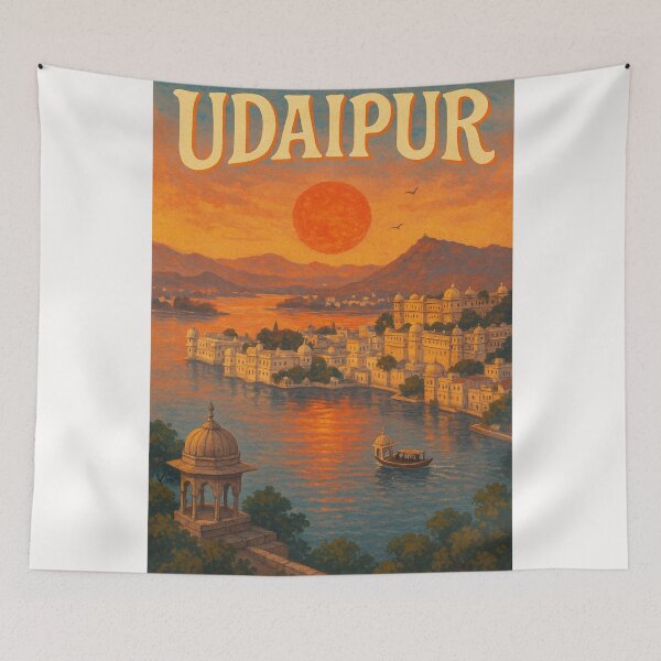 Item preview, Udaipur India Sunset on Lake Pichola and City Palace designed and sold by Places On Earth.