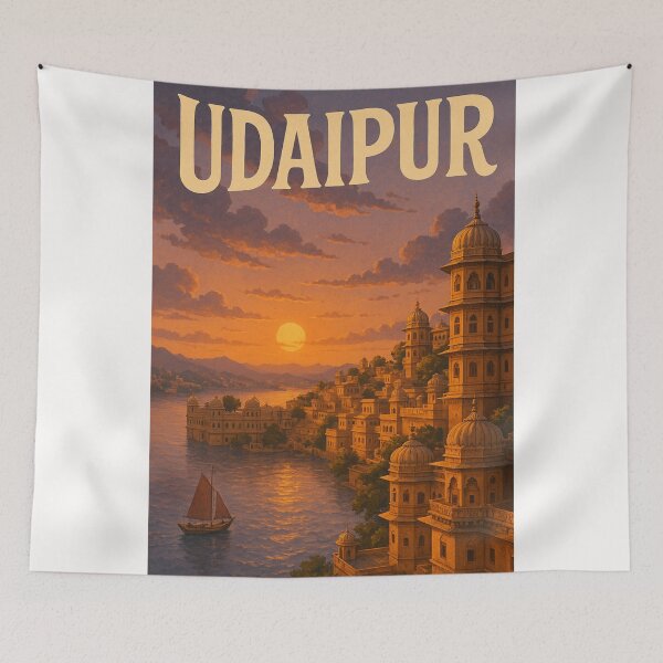 Item preview, Udaipur India Lake Pichola and Cityscape at Sunset designed and sold by Places On Earth.