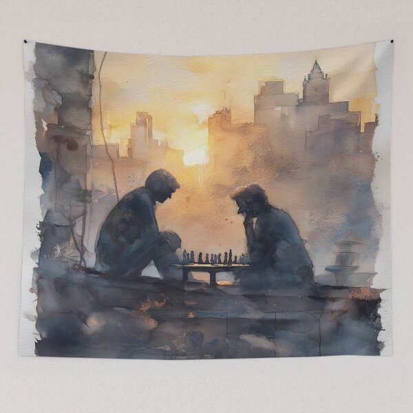 Item preview, Skyline Checkmate in Blue Mist designed and sold by ArgentoArt.