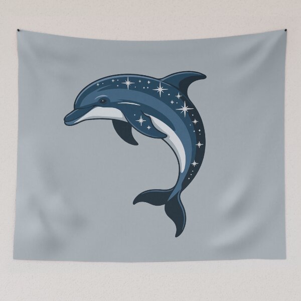 Item preview, Cosmic Dolphin Space Ocean Fantasy Animal Art designed and sold by FreshVibe Prints.