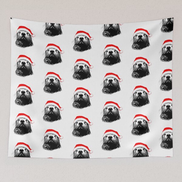 Artikelvorschau, Festlicher Seeotter mit Weihnachtsmütze – Weihnachtstassen-Design entworfen und verkauft von JollyCritters.