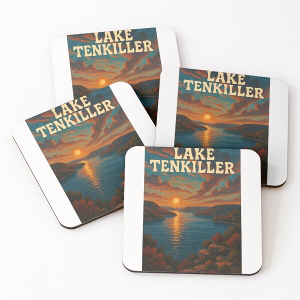 Item preview,  Lake Tenkiller, Oklahoma – Fiery Sunset Over Mountainous Shoreline designed and sold by Places On Earth.
