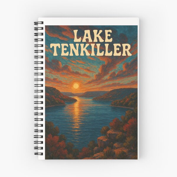 Item preview,  Lake Tenkiller, Oklahoma – Fiery Sunset Over Mountainous Shoreline designed and sold by Places On Earth.