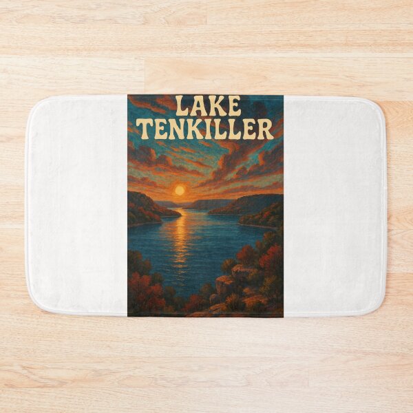 Item preview,  Lake Tenkiller, Oklahoma – Fiery Sunset Over Mountainous Shoreline designed and sold by Places On Earth.