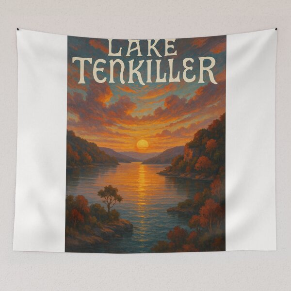 Item preview,  Lake Tenkiller, Oklahoma – Glowing Sunset Across Serene Waters designed and sold by Places On Earth.