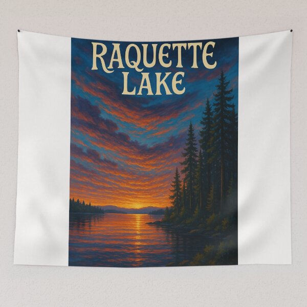 Item preview,  Raquette Lake, New York – Fiery Sunset Over Adirondack Pines designed and sold by Places On Earth.