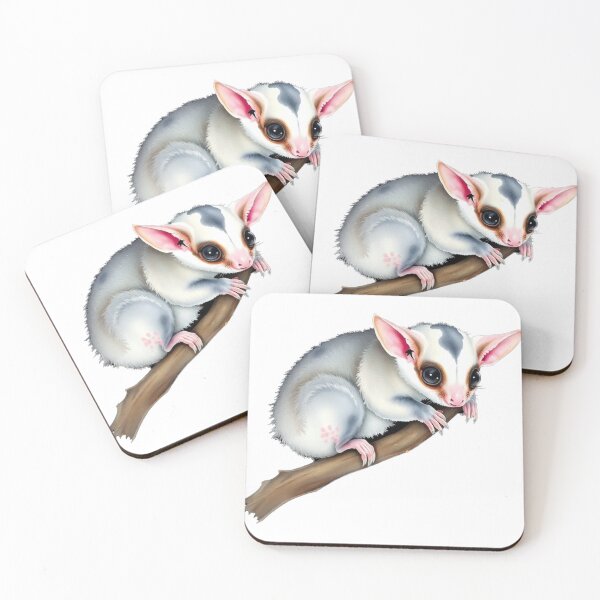 Item preview, Cute Kawaii Baby Sugar Glider on Branch, Adorable Flying Squirrel Pet Art designed and sold by EllDAV777.