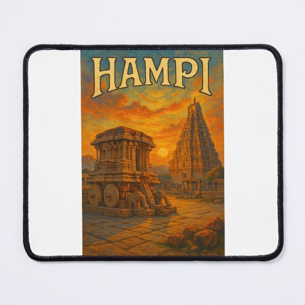 Item preview,  Hampi, Karnataka – Stone Chariot and Virupaksha Temple at Sunset designed and sold by Places On Earth.
