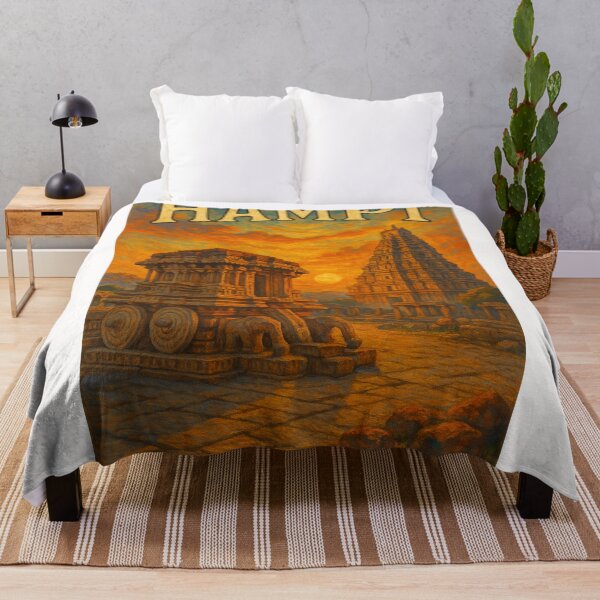 Item preview,  Hampi, Karnataka – Stone Chariot and Virupaksha Temple at Sunset designed and sold by Places On Earth.