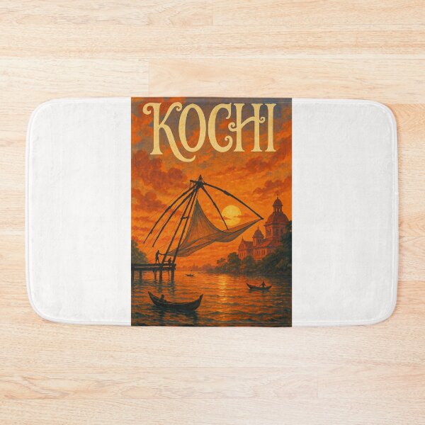 Item preview,  Kochi, Kerala – Sunset Behind Chinese Fishing Nets and Backwaters designed and sold by Places On Earth.
