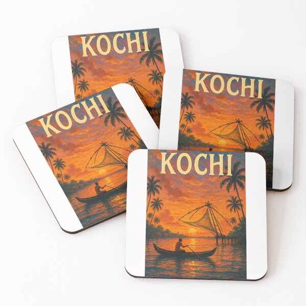 Item preview,  Kochi, Kerala – Golden Waters and Chinese Fishing Nets at Dusk designed and sold by Places On Earth.