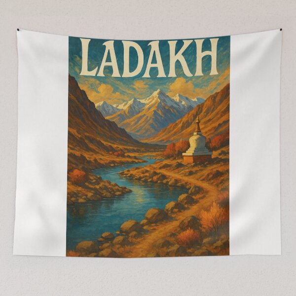 Item preview,  Ladakh, India – Himalayan Valley and White Chorten by River designed and sold by Places On Earth.