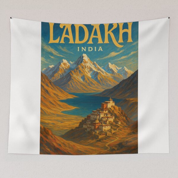 Item preview,  Ladakh, India – Monastery Overlooking Lake and Himalayan Peaks designed and sold by Places On Earth.