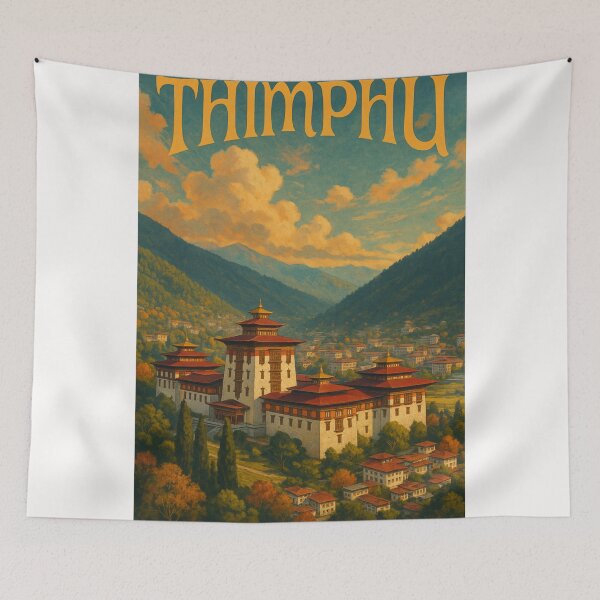 Item preview,  Thimphu, Bhutan – Tashichho Dzong in Autumn Himalayan Valley designed and sold by Places On Earth.