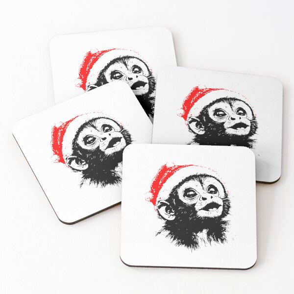 Item preview, Festive Little Monkey with Santa Hat – Christmas Holiday Design designed and sold by JollyCritters.