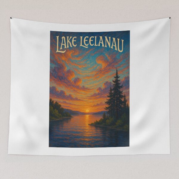 Item preview,  Lake Leelanau, Michigan – Swirling Sunset Skies Over Northern Waters designed and sold by Aryabek.